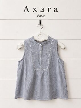 Axara Paris Striped Sleeveless Cotton Blouse – Size M